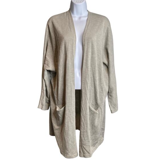 Anthropologie Donni Women's Cream Open Front Duster Cardigan One Size Lagenlook - Picture 1 of 11